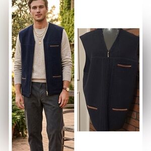 Navy Wool Zip Vest XL Classic Heritage Workwear Layering Piece